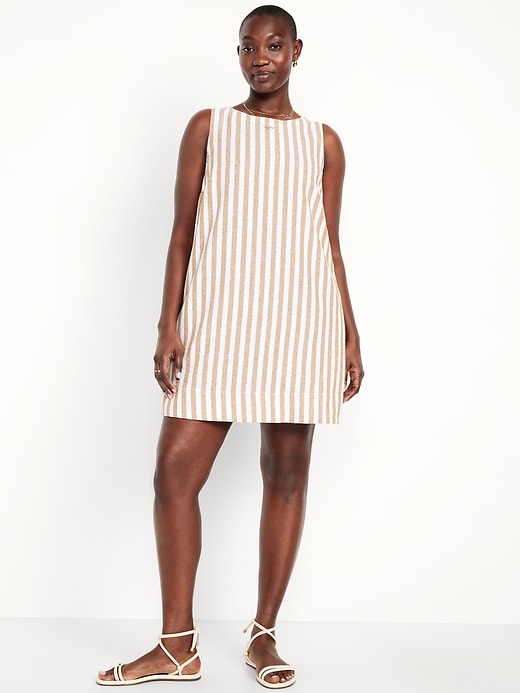 Image number 4 showing, Linen-Blend Mini Shift Dress