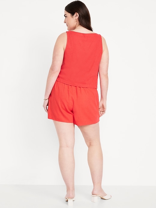 Image number 6 showing, High-Waisted Faux-Wrap Linen-Blend Mini Skort