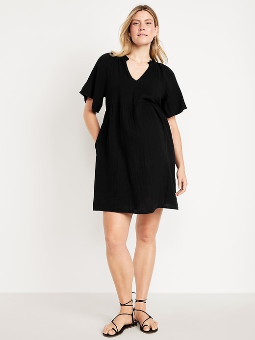 Image number 1 showing, Maternity Crinkle Gauze Mini Dress