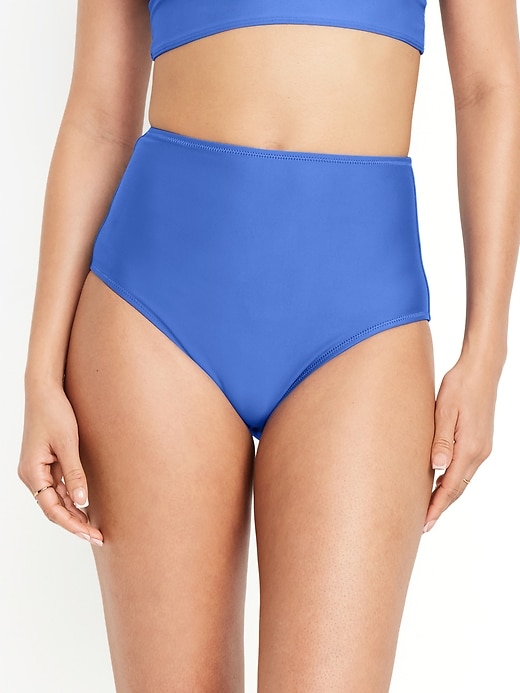 Image number 1 showing, Matte High-Waisted Bikini Swim Bottoms