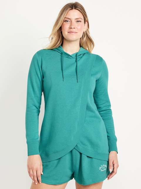 Maternity Cross-Front Nursing Pullover Hoodie