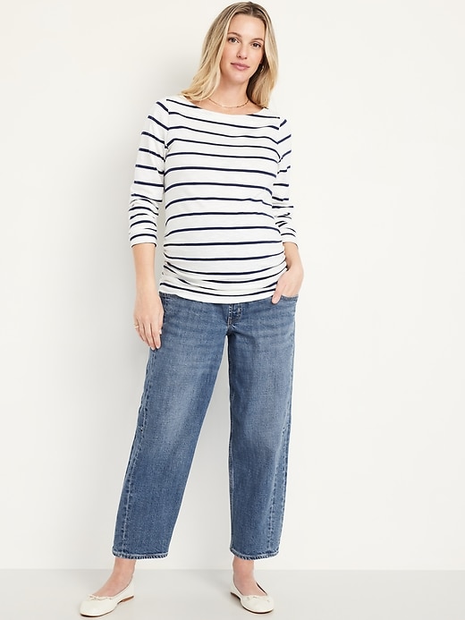 Image number 1 showing, Maternity Full Panel Barrel Ankle Jeans