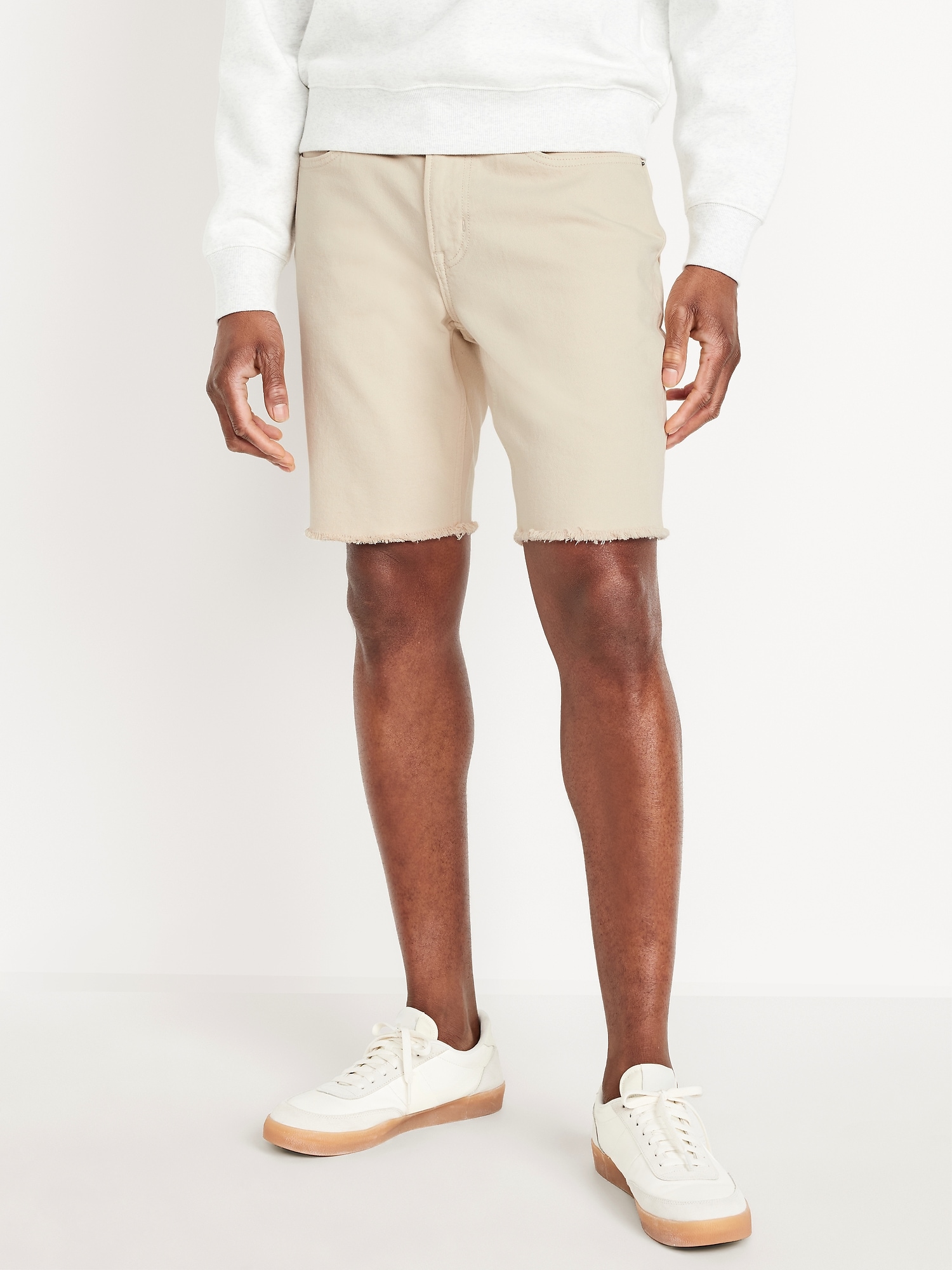 Slim Built-In Flex Jean Raw-Edge Shorts -- 9.5-inch inseam