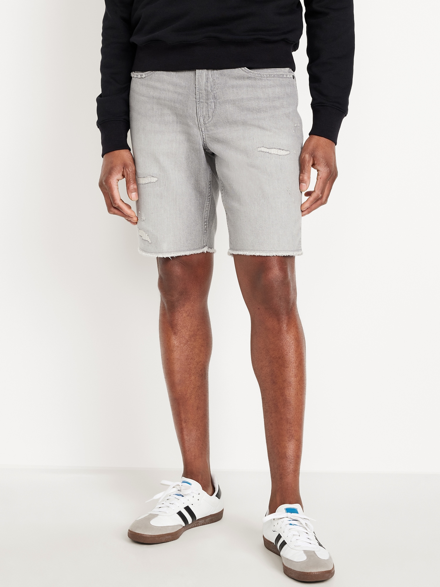 Slim Built-In Flex Jean Raw-Edge Shorts -- 9.5-inch inseam