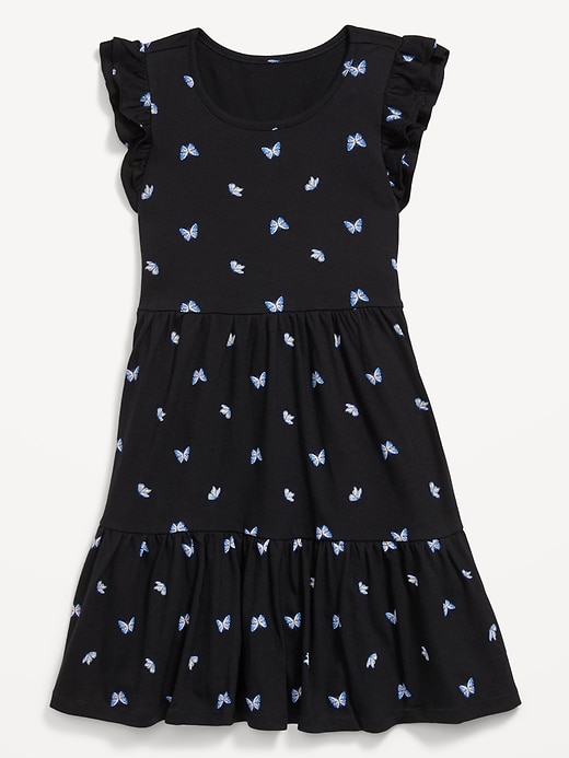 View large product image 1 of 5. Printed Flutter-Sleeve Tiered Swing Dress for Girls