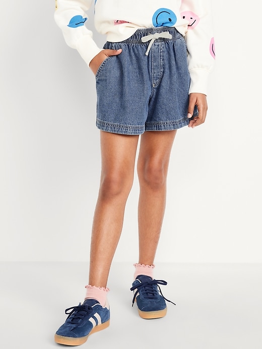 View large product image 1 of 7. High-Waisted Pull-On Jean Shorts for Girls