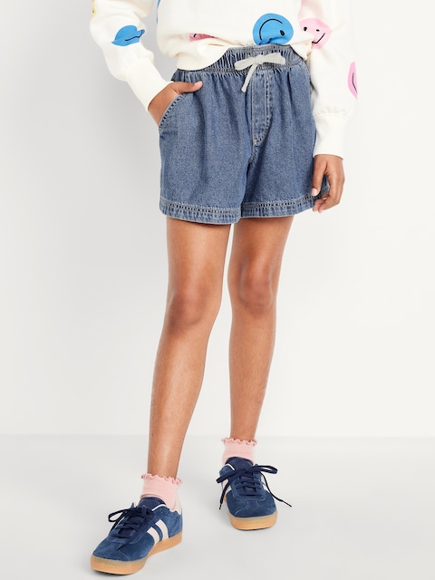 High-Waisted Pull-On Jean Shorts for Girls