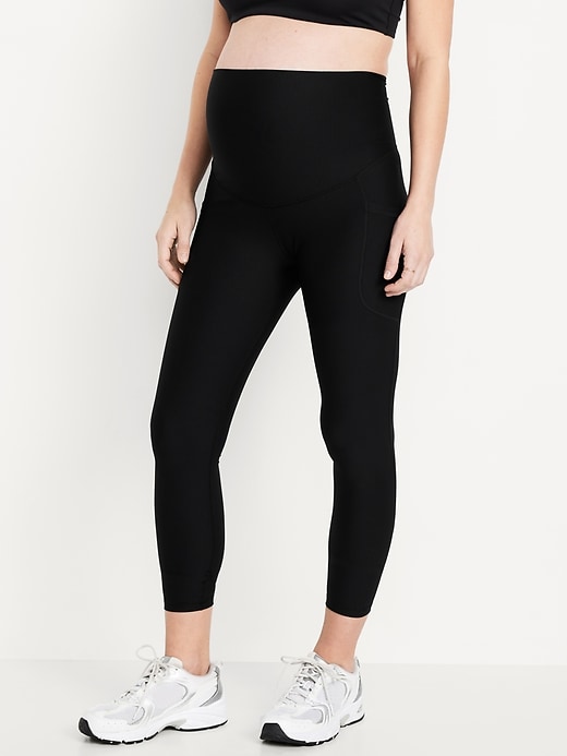 Image number 1 showing, Maternity Full Panel PowerSoft 7/8 Rib Leggings