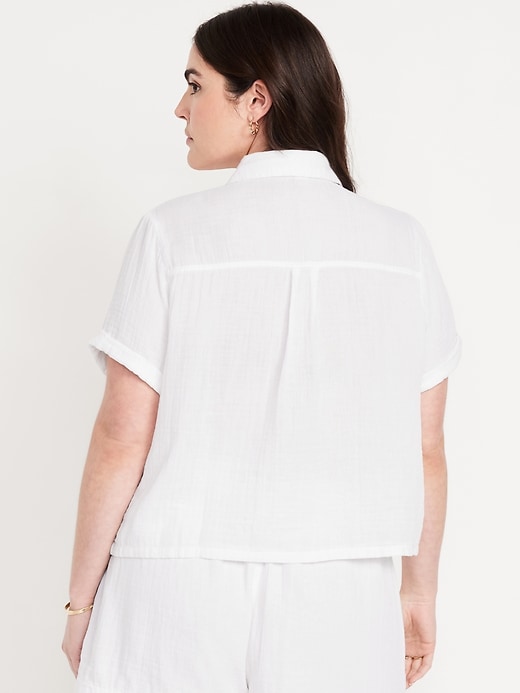 Image number 5 showing, Crinkle Gauze Loose Button-Down Shirt