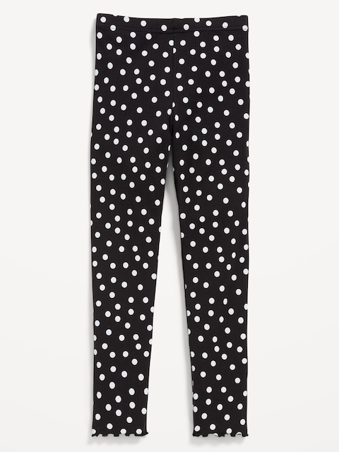 High-Waisted Lettuce Edge Rib-Knit Leggings for Girls