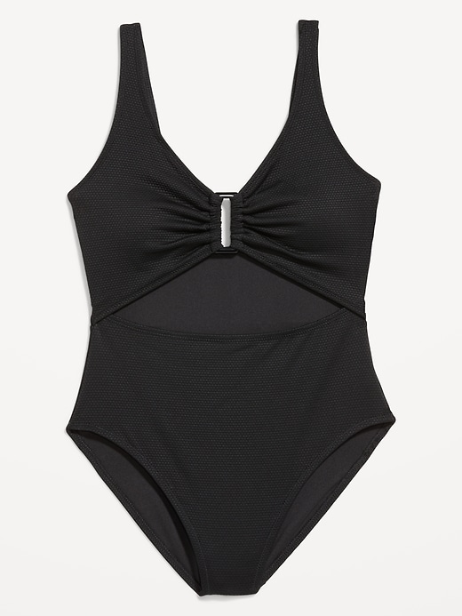 Image number 4 showing, Textured One-Piece Cut-Out Swimsuit