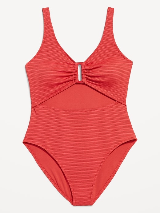 Image number 4 showing, Textured One-Piece Cut-Out Swimsuit