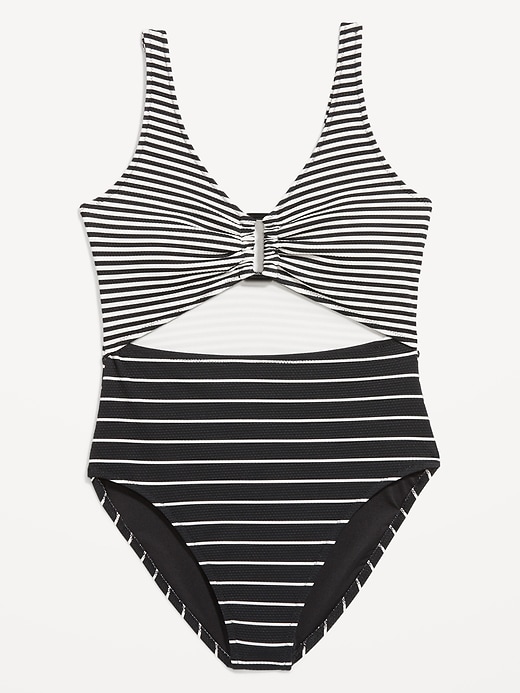 Image number 4 showing, Textured One-Piece Cut-Out Swimsuit