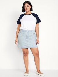 Mid-Rise Wow Jean Mini Skirt
