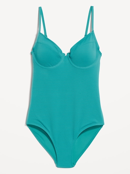 Image number 4 showing, Textured One-Piece Balconette Swimsuit