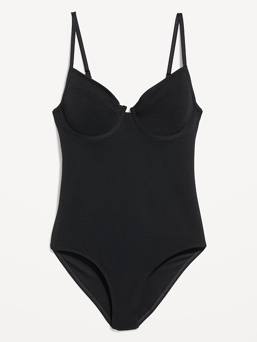 Image number 4 showing, Textured One-Piece Balconette Swimsuit