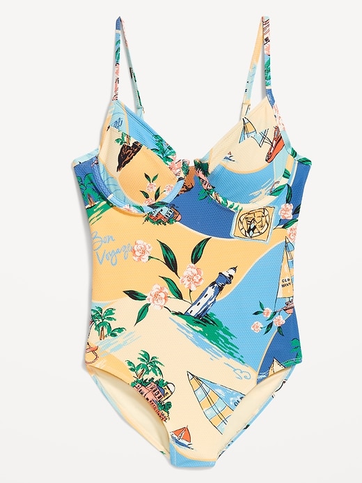 L'image numéro 9 présente Maillot de bain une-pièce à balconnet en tissu texturé