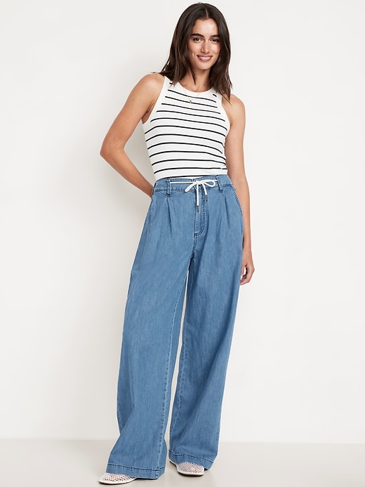 Image number 1 showing, High-Waisted Super Wide-Leg Drapey Jeans