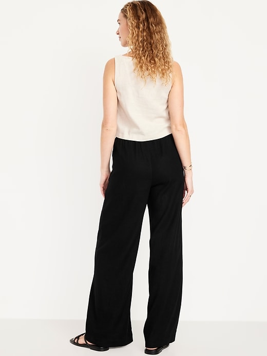 Image number 7 showing, High-Waisted Linen-Blend Wide-Leg Pants