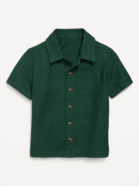 Linen-Blend Pocket Shirt for Toddler Boys