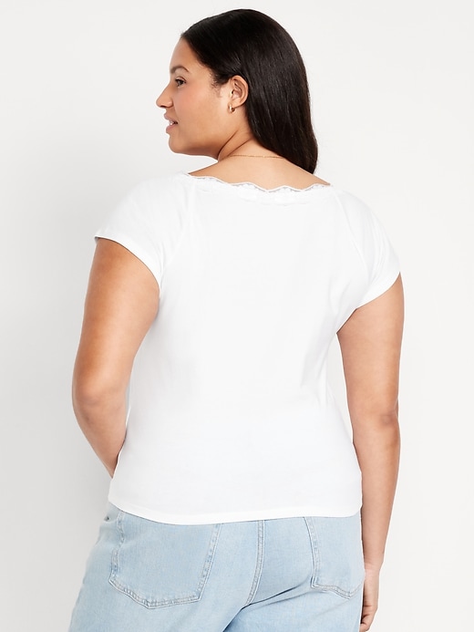 Image number 8 showing, Lace-Trim V-Neck Top