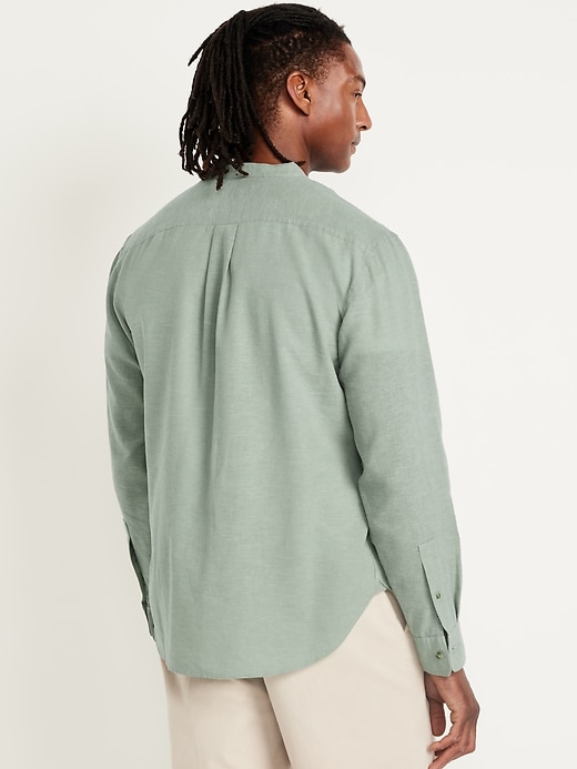 Image number 2 showing, Banded-Collar Linen-Blend Shirt