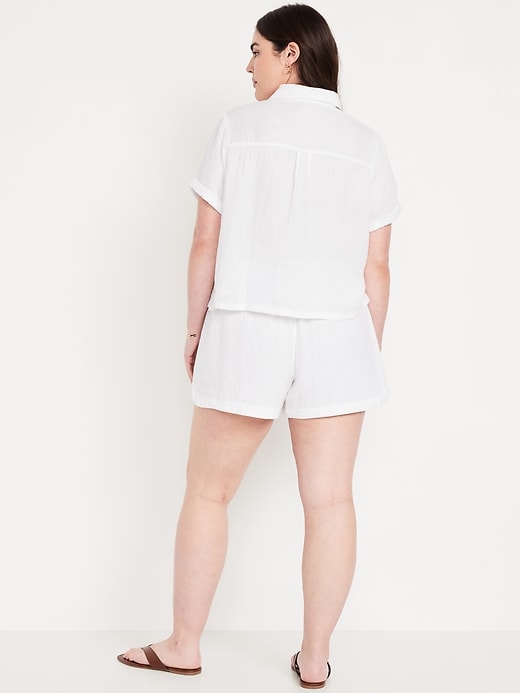 Image number 5 showing, High-Waisted Crinkle Gauze Shorts -- 4-inch inseam