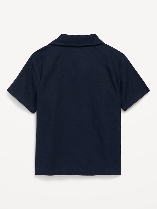 View large product image 2 of 2. Linen-Blend Pocket Shirt for Toddler Boys