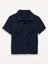 L'image numéro 1 présente Chemise à poche en mélange de lin pour tout-petit garçon