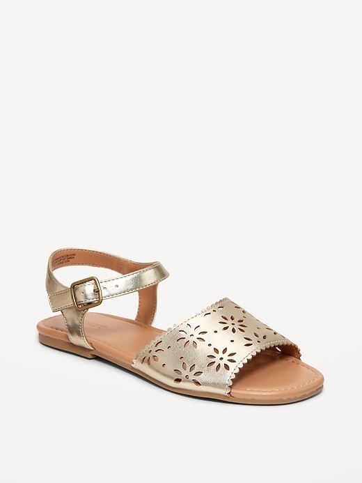 View large product image 1 of 4. Faux-Leather Perforated Sandals for Girls