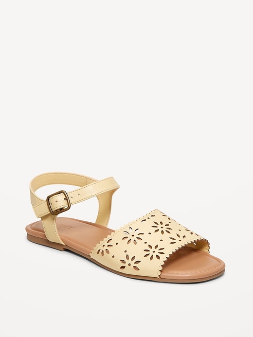 View large product image 1 of 4. Faux-Leather Perforated Sandals for Girls