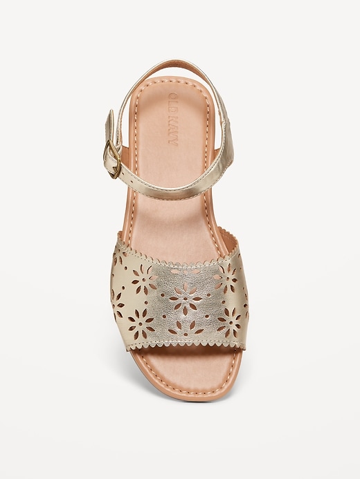 View large product image 2 of 4. Faux-Leather Perforated Sandals for Girls