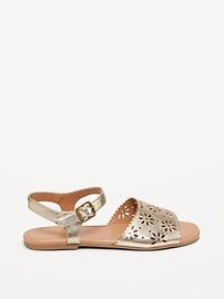 View large product image 3 of 4. Faux-Leather Perforated Sandals for Girls