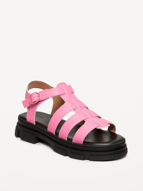 Chunky Faux-Leather Fisherman Sandals for Girls