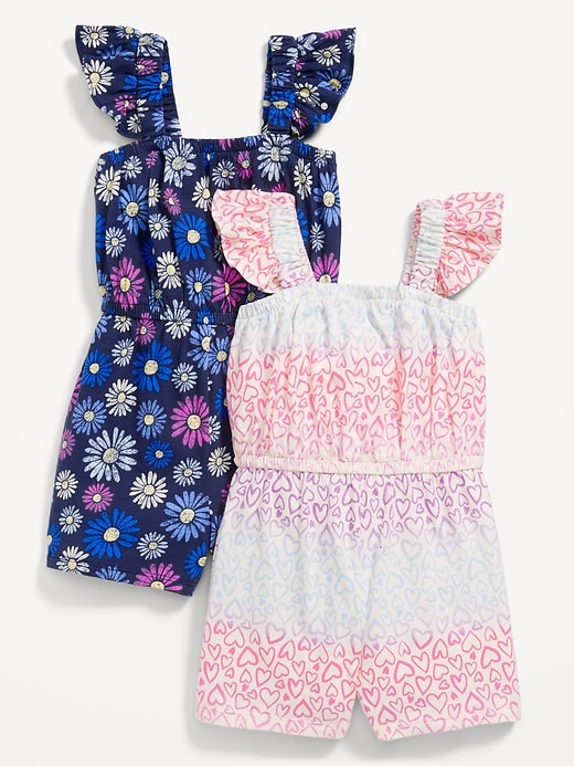 View large product image 1 of 3. Sleeveless Ruffle-Trim One-Piece Romper 2-Pack for Toddler Girls