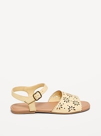 View large product image 3 of 4. Faux-Leather Perforated Sandals for Girls