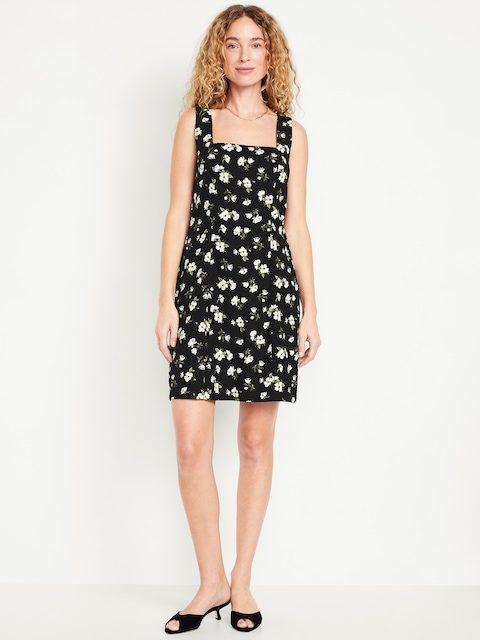 Robe courte sans manches en mélange de lin