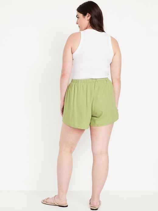 Image number 6 showing, High-Waisted Faux-Wrap Linen-Blend Mini Skort