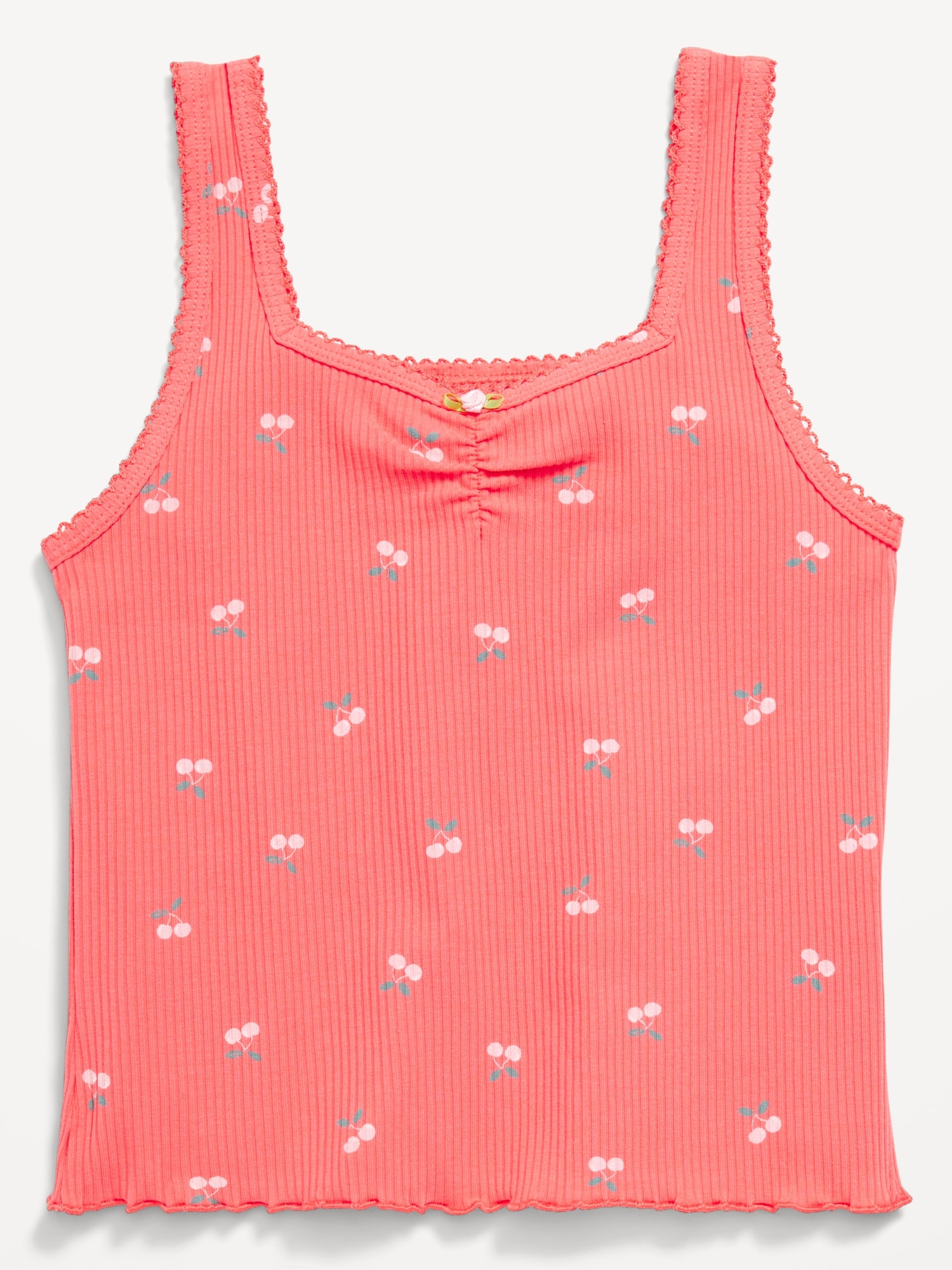 Printed Fitted Ribbed Tank Top for Girls