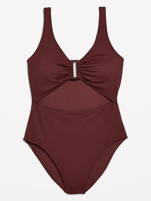 Image number 4 showing, Textured One-Piece Cut-Out Swimsuit