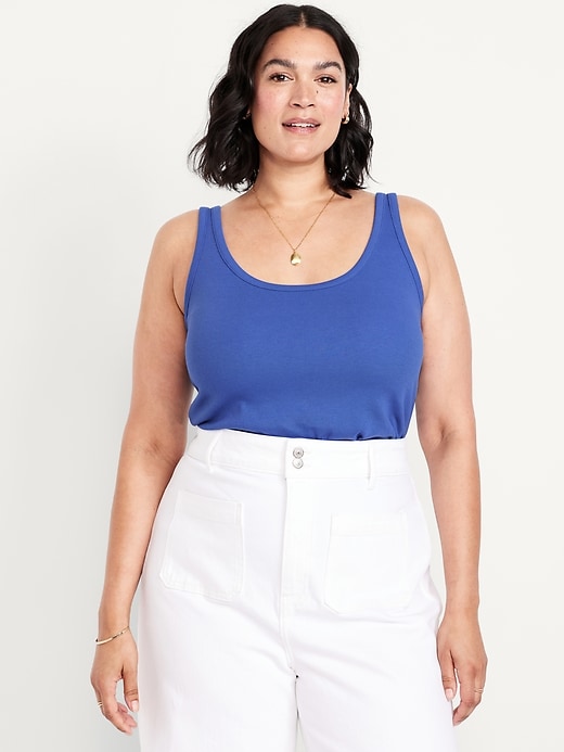 Image number 6 showing, First-Layer Ribbed Scoop-Neck Tank Top