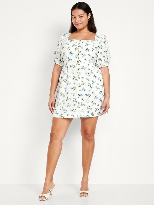 Image number 5 showing, Puff-Sleeve Linen-Blend Mini Dress