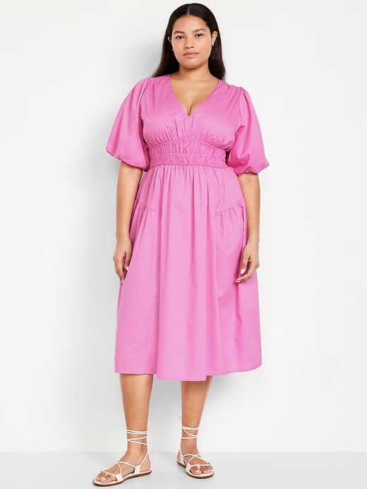 Image number 8 showing, Waist-Defined Puff-Sleeve Midi Dress