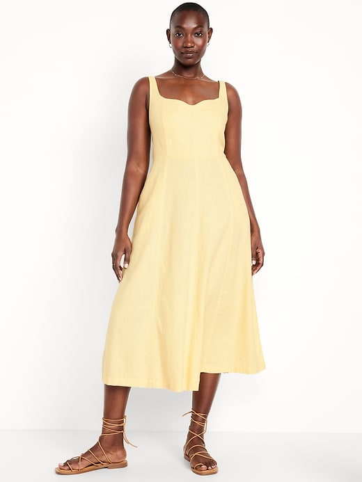 Image number 3 showing, Fit & Flare Sleeveless Linen-Blend Midi Dress