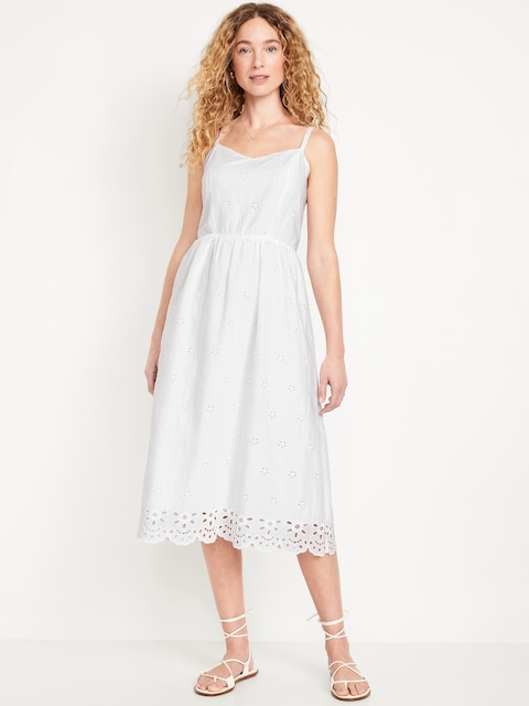 Fit & Flare Eyelet Midi Dress