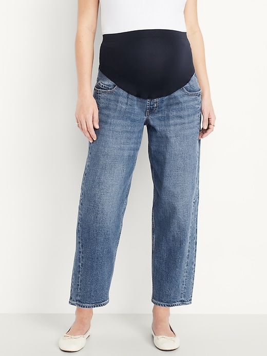 Image number 3 showing, Maternity Full Panel Barrel Ankle Jeans