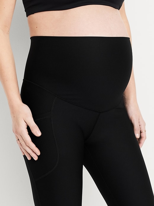 Image number 6 showing, Maternity Full Panel PowerSoft 7/8 Rib Leggings