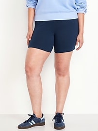 View large product image 6 of 7. High-Waisted Jersey Biker Shorts -- 6-inch inseam