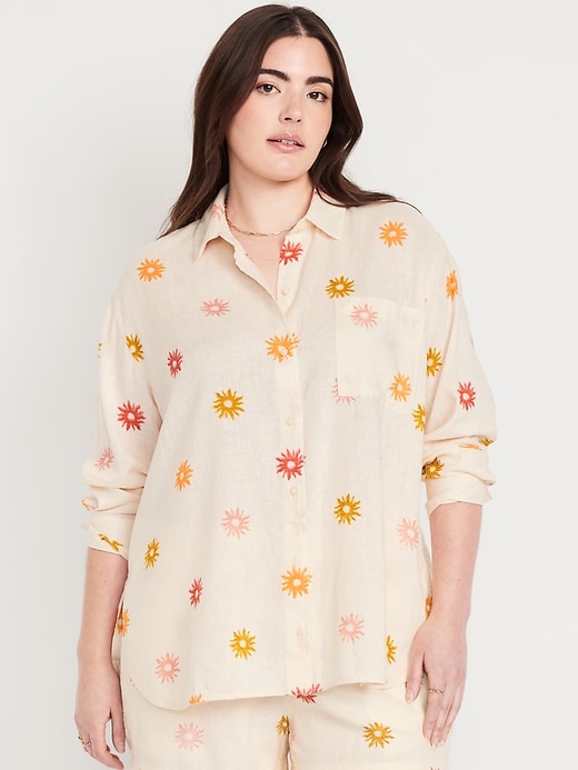 Image number 5 showing, Loose Button-Down Linen-Blend Shirt