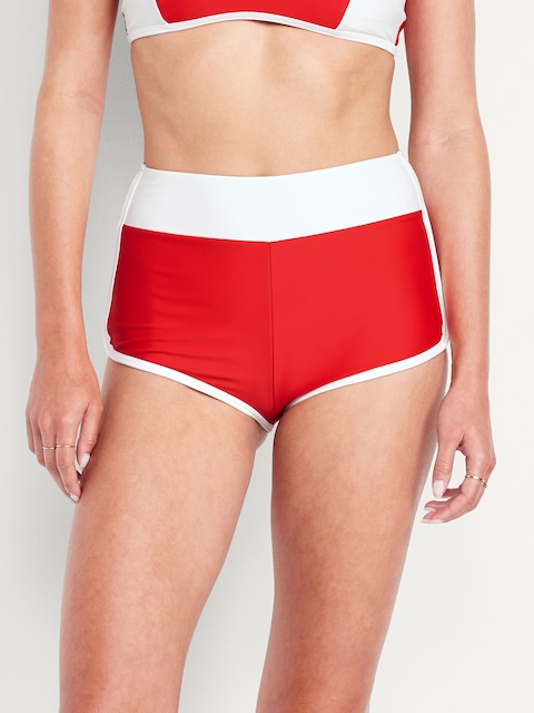 Short de baignade mat à taille haute